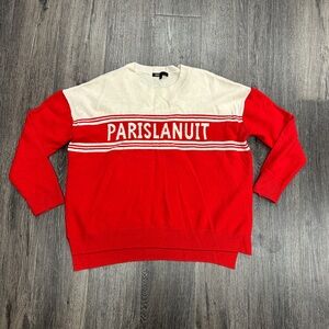 Maje 100% Wool Crewneck Oversized Red Color Blocked Sweater Size 2 (US M)